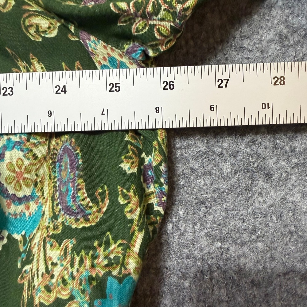 NATURAL LIFE Boho Paisley Rayon Midi Dress Olive Green Floral Tassel NWT Medium - Picture 6 of 10